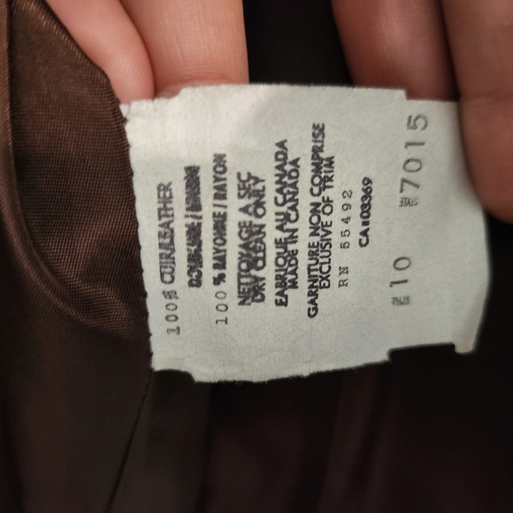 Vintage Dark brown Leather coat and pants set. - Picture 3 of 5